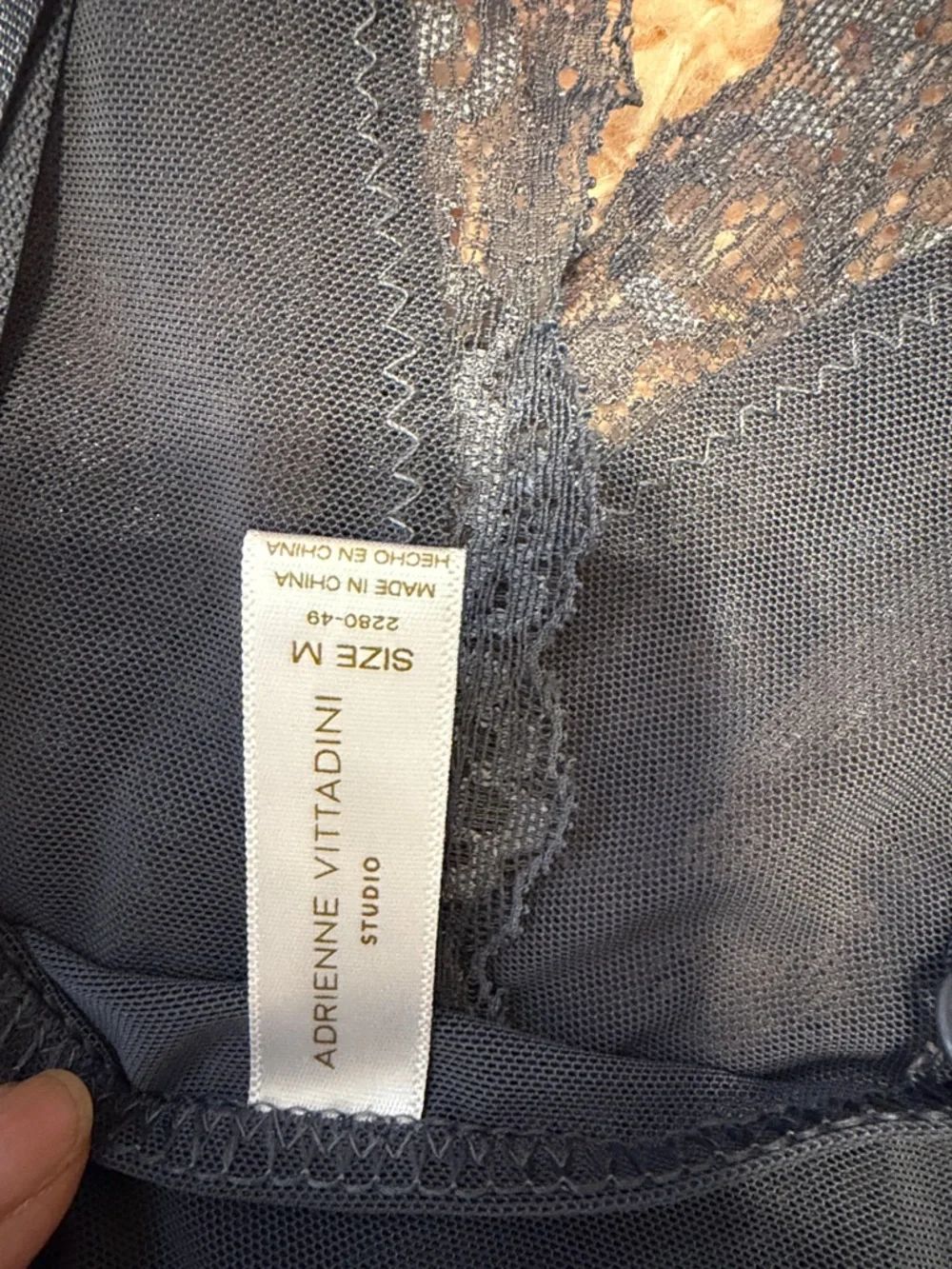 Adrienne Vittadini smoke blue Lace lingerie teddy body suit adjustable straps M